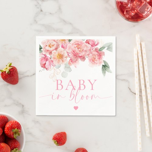 Piper Peony Floral Baby In Bloom Baby Shower Napkins