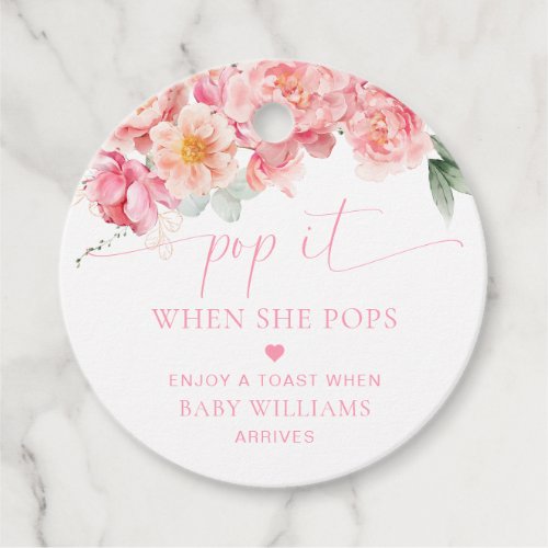 Piper Peony Floral Baby Shower Pop It Favor Tags