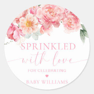 Piper Peony Floral Baby Shower Sprinkled With Love Classic Round Sticker