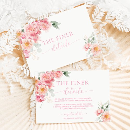 Piper Peony Floral Bridal Shower Details Enclosure Card