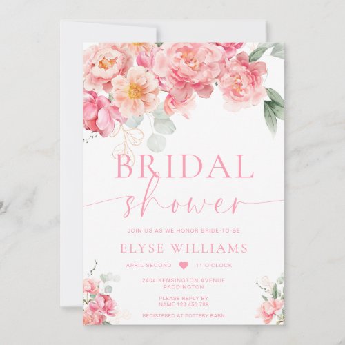 Piper Peony Floral Bridal Shower Invitation