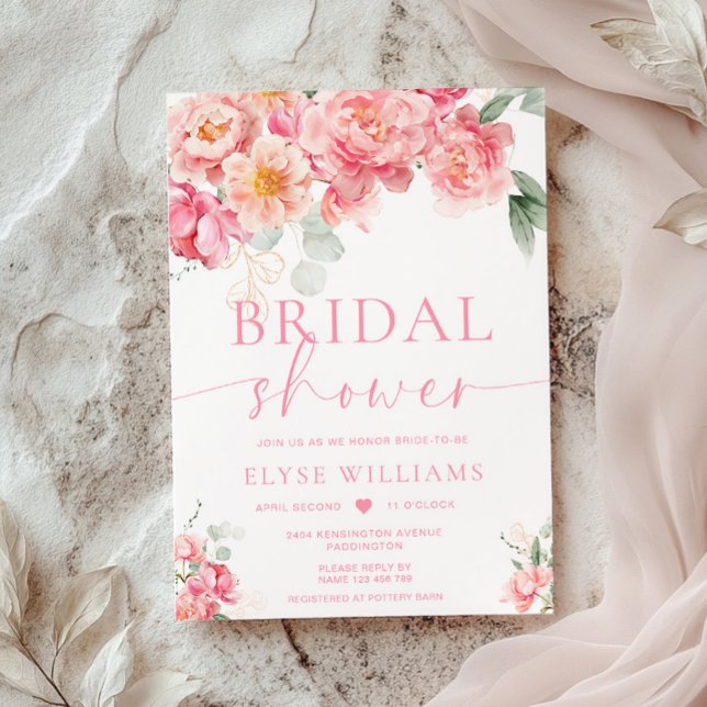 Piper Peony Floral Bridal Shower Invitation (Creator Uploaded)