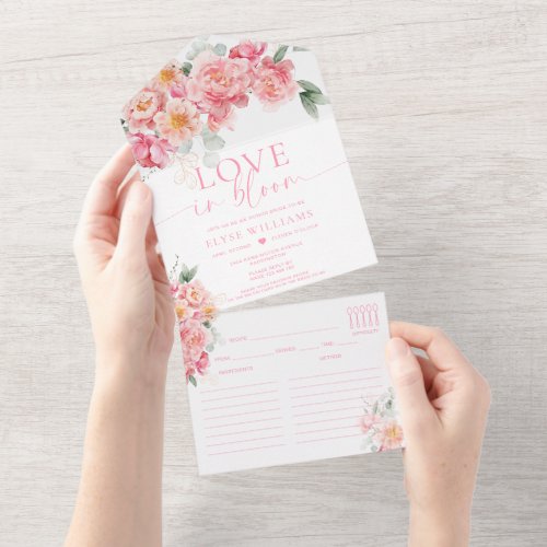 Piper Peony Floral Bridal Shower Love In Bloom All In One Invitation