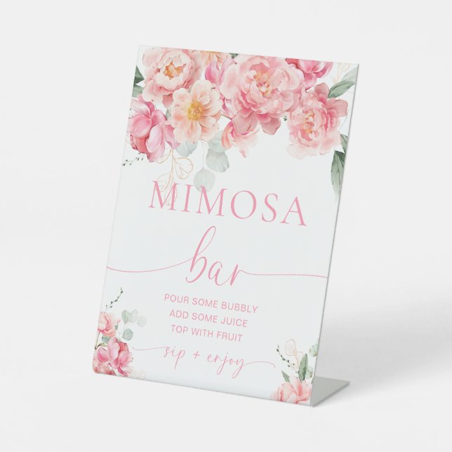 Piper Peony Floral Bridal Shower Mimosa Bar Sign (Front)