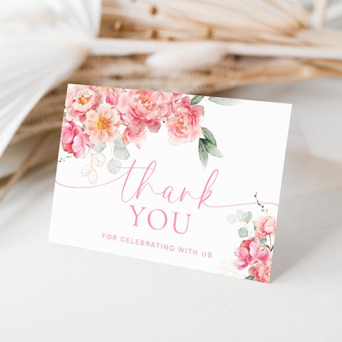Piper Peony Floral Bridal Shower Thank You Card