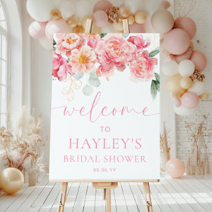 Piper Peony Floral Bridal Shower Welcome Sign