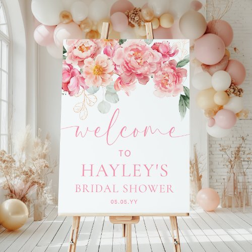 Piper Peony Floral Bridal Shower Welcome Sign