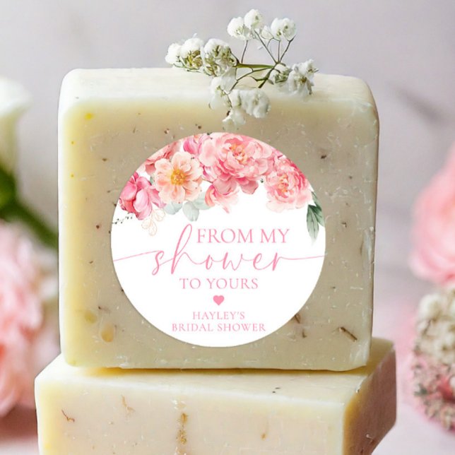 Piper Peony Floral From My Shower To Yours Favors Classic Round Sticker (Creator Uploaded)