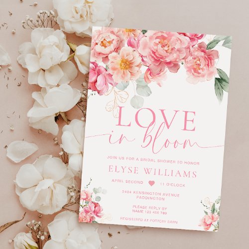 Piper Peony Floral Love In Bloom Bridal Shower Invitation