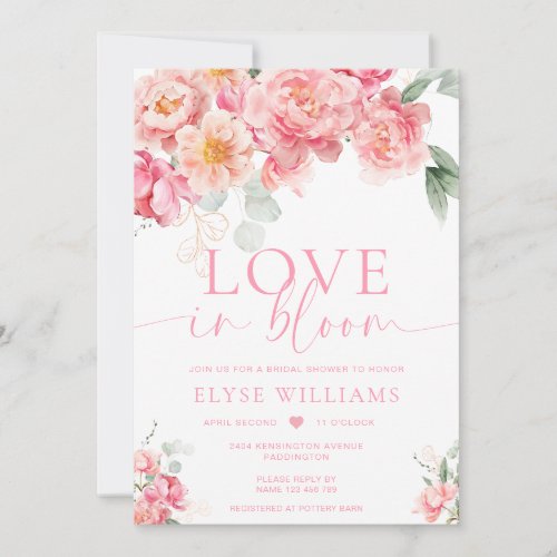 Piper Peony Floral Love In Bloom Bridal Shower Invitation