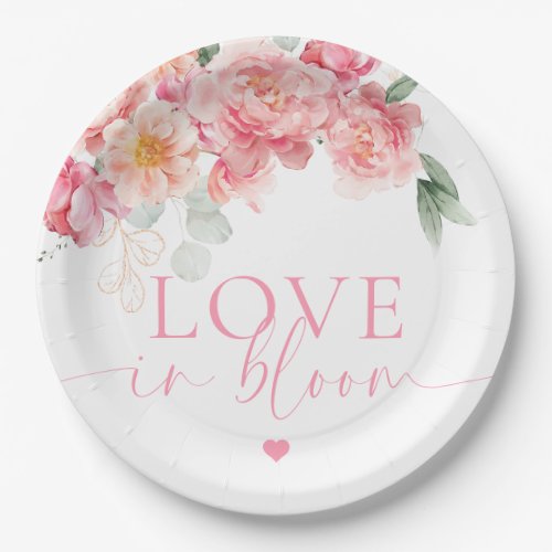 Piper Peony Floral Love In Bloom Bridal Shower Paper Plates