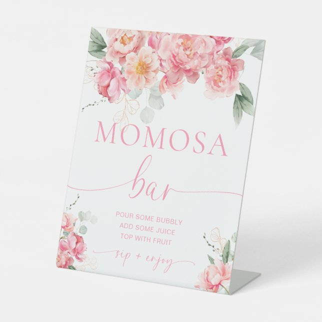 Piper Peony Floral Momosa Bar Pedestal Sign (Front)