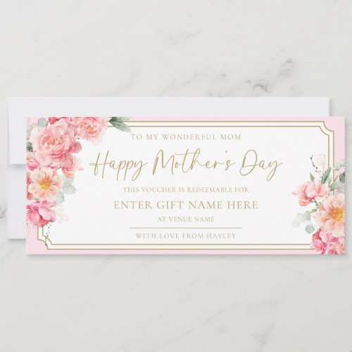 Piper Peony Happy Mothers Day Gift Voucher Card