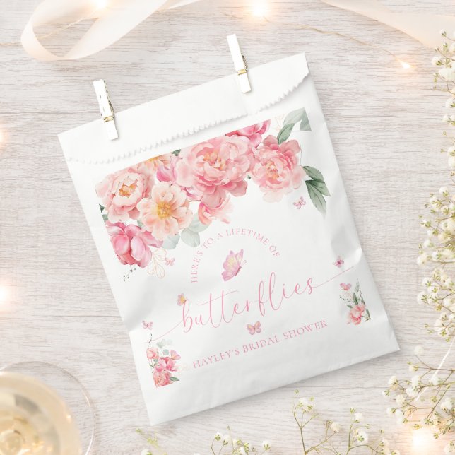 Piper Peony Lifetime Of Butterflies Bridal Shower Favor Bag (Clipped)