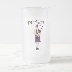 PIPER Purple Plaid Frosted Glass Beer Mug