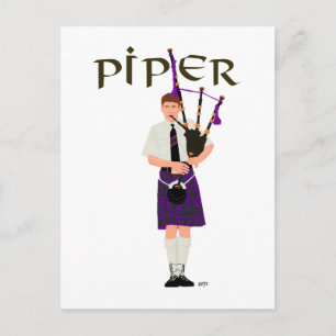 PIPER Purple Plaid Postcard