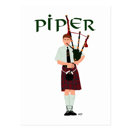 PIPER Red Plaid Postcard