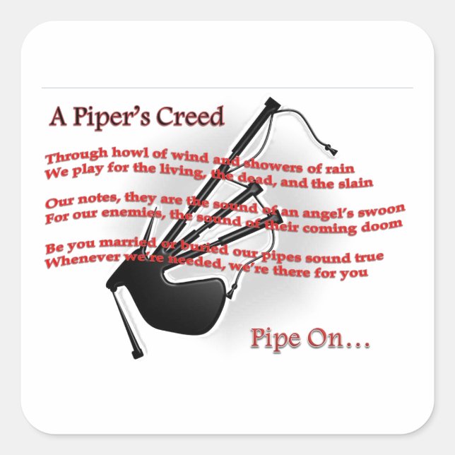 Piper's Creed Square Sticker (Front)