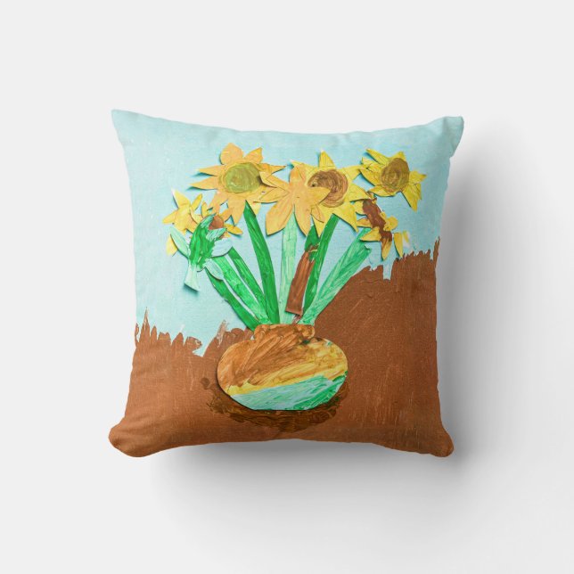 Piper's VanGogh inspired sunflowers Throw Pillow (Front)