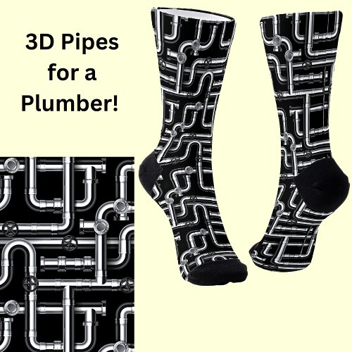 Pipes 3D pipes for the Plumber on Black Socks