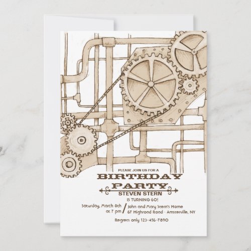 Pipes and Gears Invitation