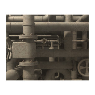 Pipes and Valves Industrial Wood Wall Art
