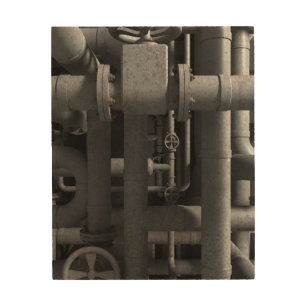 Pipes and Valves Industrial Wood Wall Art