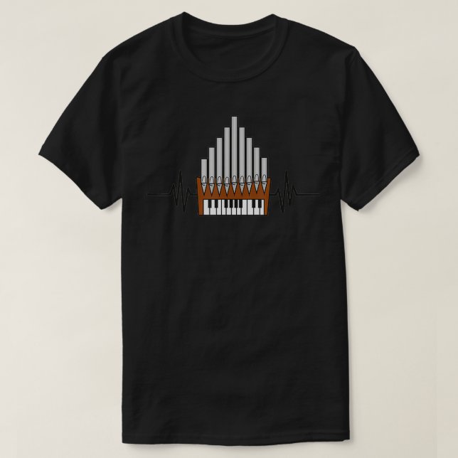 Pipes Church Organist Instrument Heartbeat Pulse P T-Shirt (Design Front)
