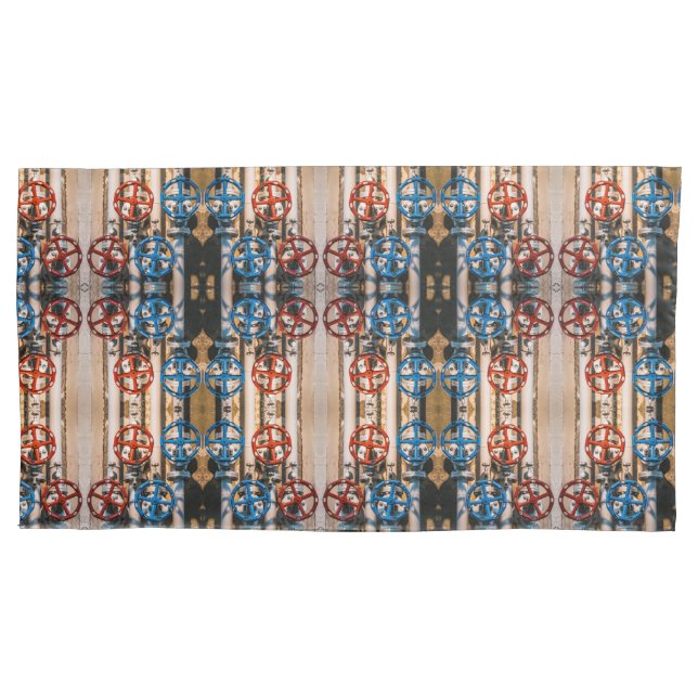 Pipes with red and blue valves medium pattern pillow case (Front)