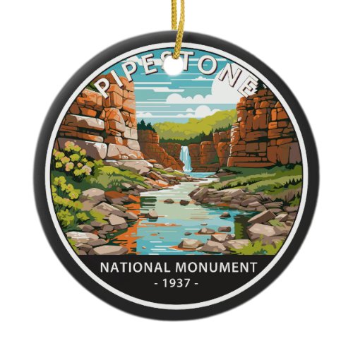Pipestone National Monument Minnesota Circle Ceramic Ornament