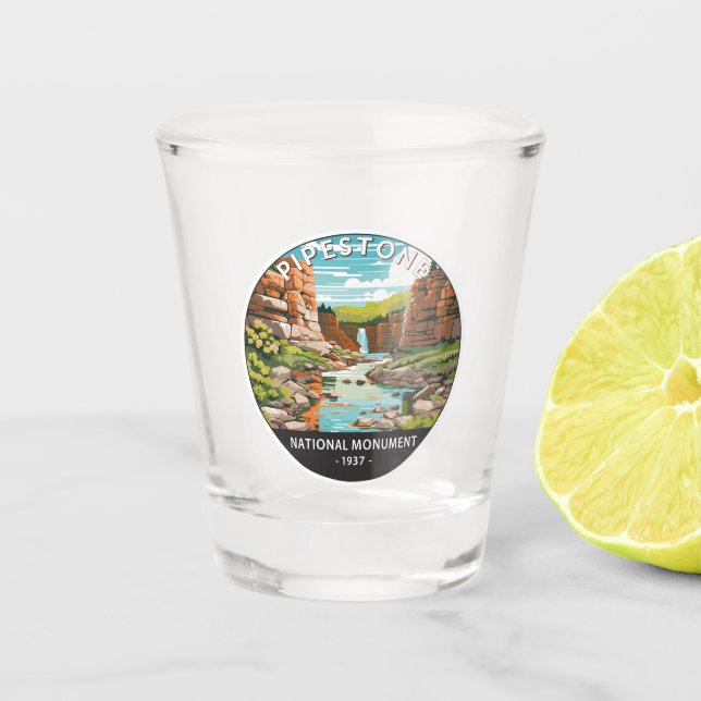 Pipestone National Monument Minnesota Circle Shot Glass (Front)