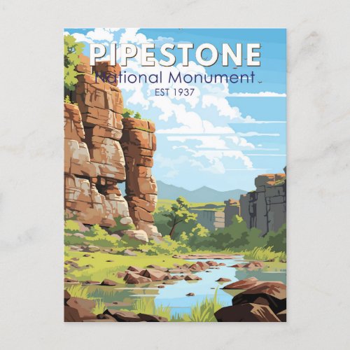 Pipestone National Monument Minnesota Travel Art Postcard