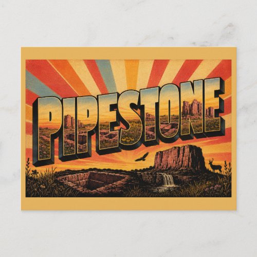 Pipestone National Monument MN Vintage Travel Art Postcard