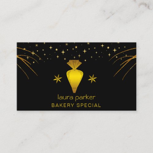 Piping Bag Bakery Pastry Catering Dripping Gold  Business Card