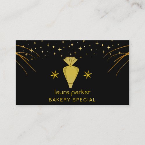 Piping Bag Bakery Pastry Catering Dripping Gold  Business Card