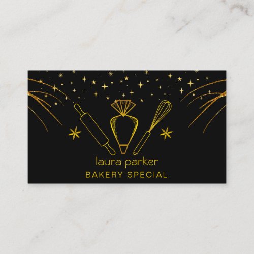 Piping Bag Rolling Pin Bakery Pastry Whisk Business Card