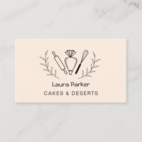 Piping Bag Whisk Baking Cupcake Pastry Chef  Busin Business Card