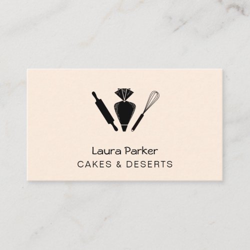 Piping Bag Whisk Baking Cupcake Pastry Chef  Business Card