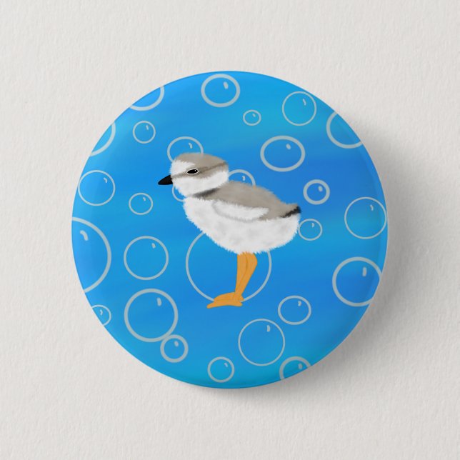 Piping Plover Chick Underwater with Bubbles Button (Front)