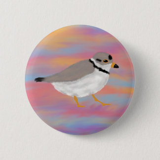 Piping Plover on a Sunset Sky Button