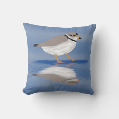 Piping Plover Reflection Throw Pillow