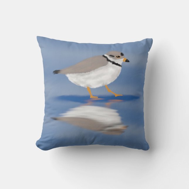 Piping Plover Reflection Throw Pillow (Front)