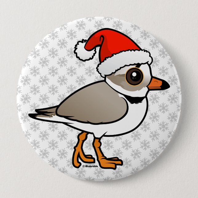 Piping Plover Santa Pinback Button (Front)