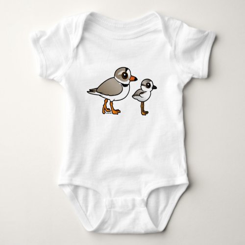 Piping Plover with chick Baby Bodysuit