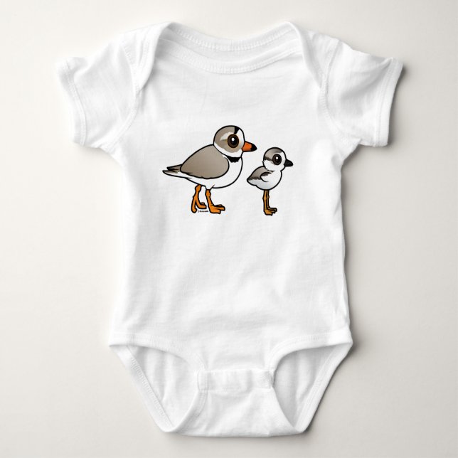 Piping Plover with chick Baby Bodysuit (Front)