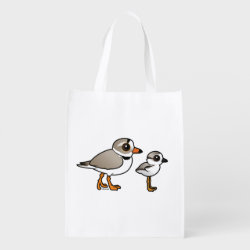 Piping Plover with chick Reusable Grocery Bag