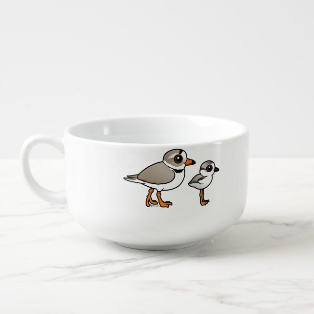 Piping Plover with chick Soup Mug (Right)