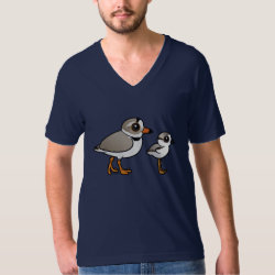 Piping Plover with chick Men's American Apparel Fine Jersey V-neck T-Shirt