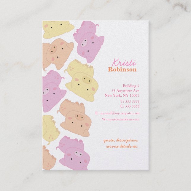 Pip's Little Piggies Pattern Business Card (Front)