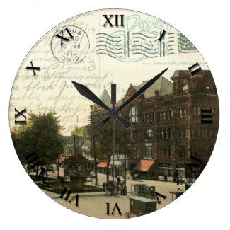 Piqua Ohio Post Card Clock - Market Square 1912
